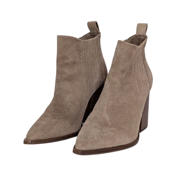 Vince Camuto Gabeena Sz 7M 37. 5 Booties Tan Suede Pull On Boots Boho Western - Picture 2 of 16